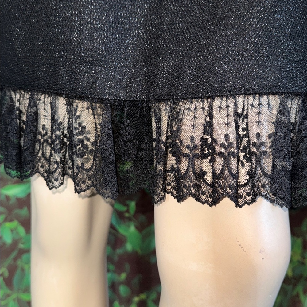 Black Silver Tweed & Lace Skirt Suit 8P - Picture 14 of 17